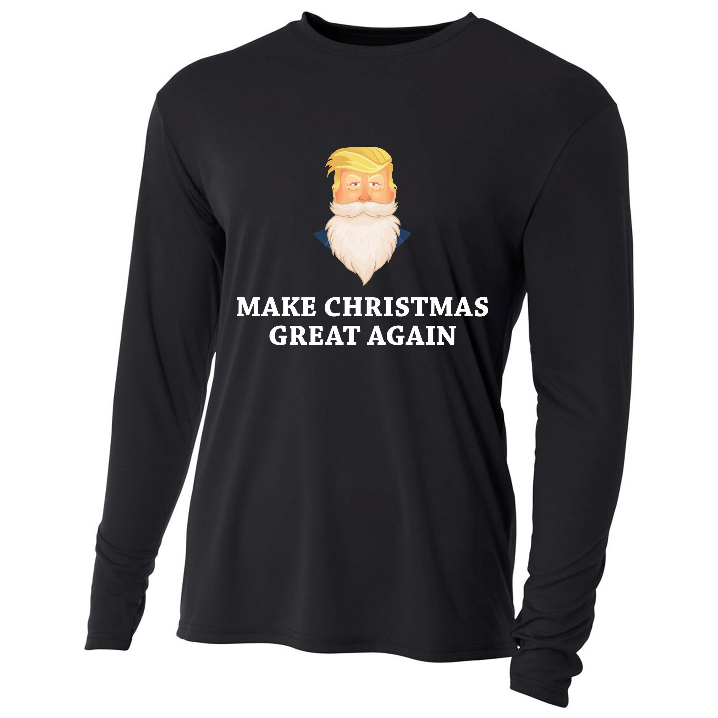 Make Christmas Great Again Santa Beard Trump Cooling Performance Long Sleeve Crew