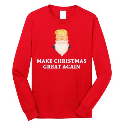 Make Christmas Great Again Santa Beard Trump Long Sleeve Shirt