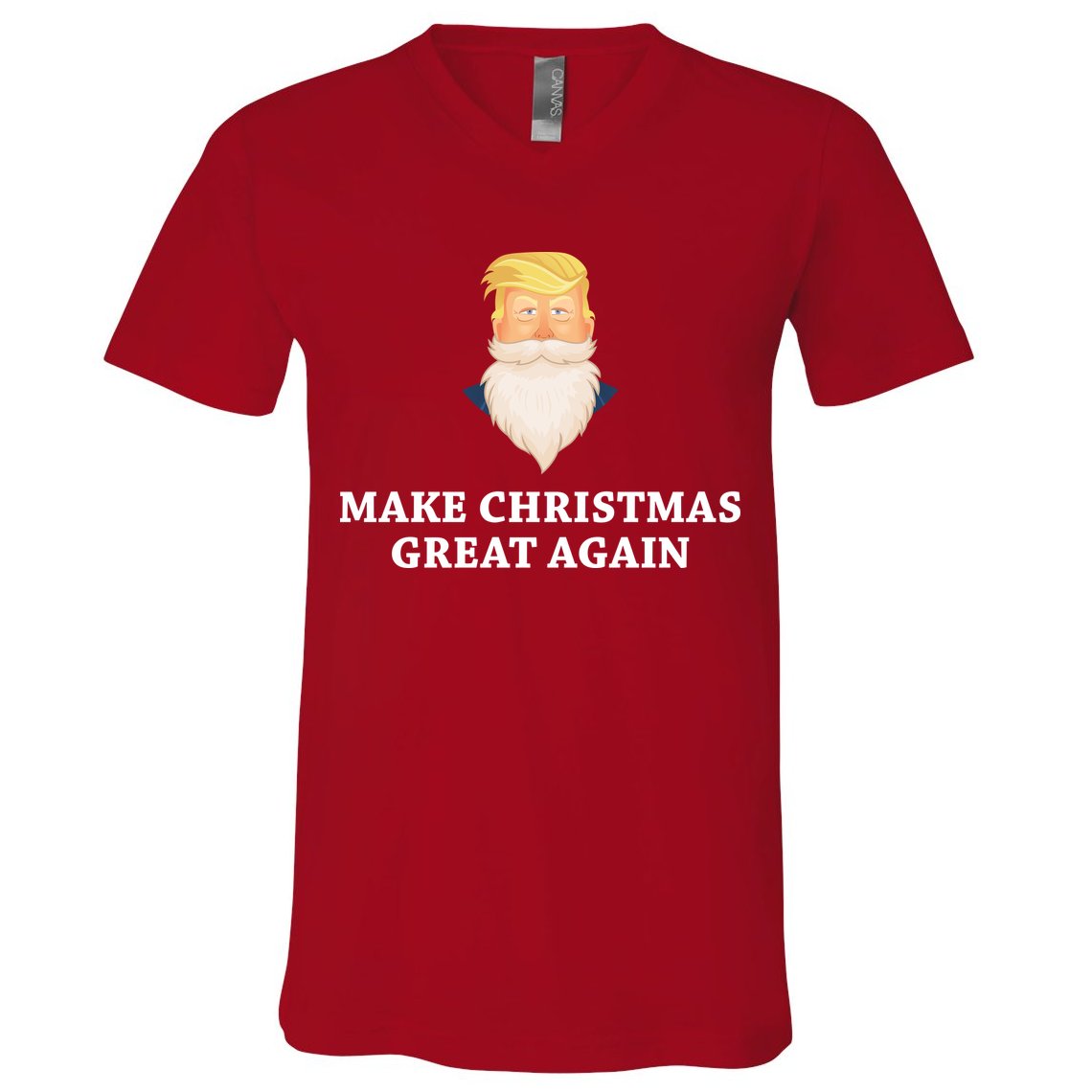 Make Christmas Great Again Santa Beard Trump V-Neck T-Shirt