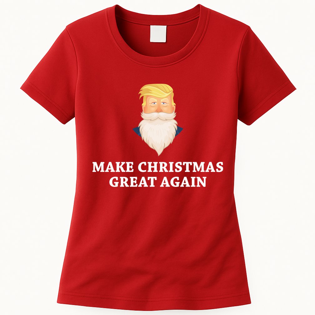 Make Christmas Great Again Santa Beard Trump Womens T-Shirt