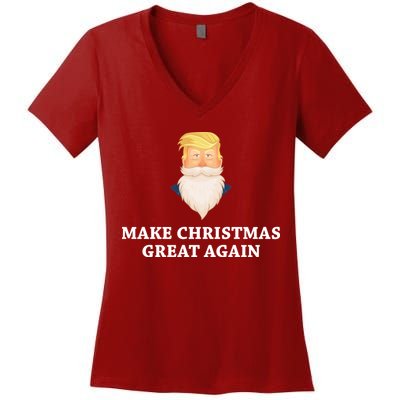 Make Christmas Great Again Santa Beard Trump Women's V-Neck T-Shirt