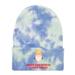 Make Christmas Great Again Santa Beard Trump Tie Dye 12in Knit Beanie