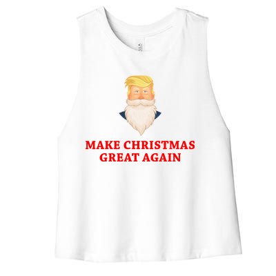 Make Christmas Great Again Santa Beard Trump Women's Racerback Cropped Tank