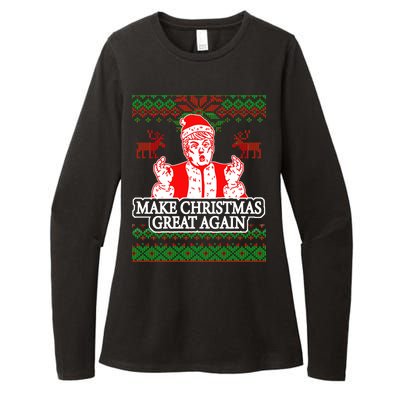 Make Christmas Great Again Santa Trump Ugly Womens CVC Long Sleeve Shirt