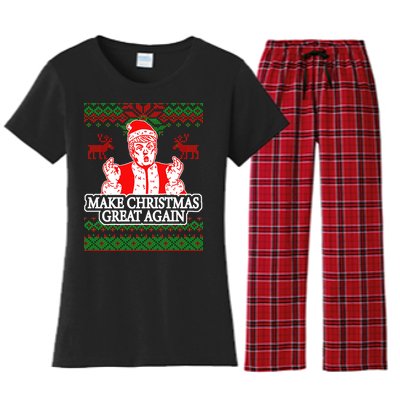 Make Christmas Great Again Santa Trump Ugly Women's Flannel Pajama Set