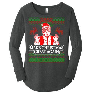 Make Christmas Great Again Santa Trump Ugly Women's Perfect Tri Tunic Long Sleeve Shirt