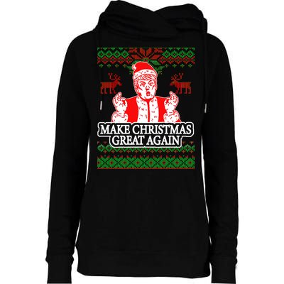 Make Christmas Great Again Santa Trump Ugly Womens Funnel Neck Pullover Hood