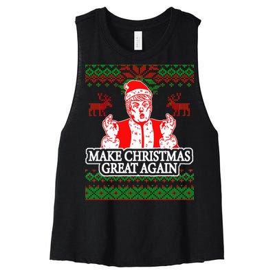 Make Christmas Great Again Santa Trump Ugly Women's Racerback Cropped Tank