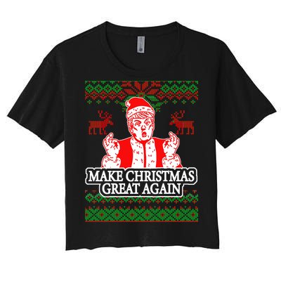 Make Christmas Great Again Santa Trump Ugly Women's Crop Top Tee