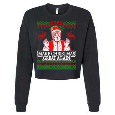 Make Christmas Great Again Santa Trump Ugly Cropped Pullover Crew