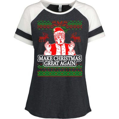 Make Christmas Great Again Santa Trump Ugly Enza Ladies Jersey Colorblock Tee