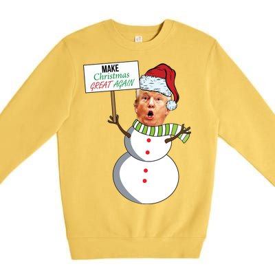 Make Christmas Great Again Trump Snowman Premium Crewneck Sweatshirt