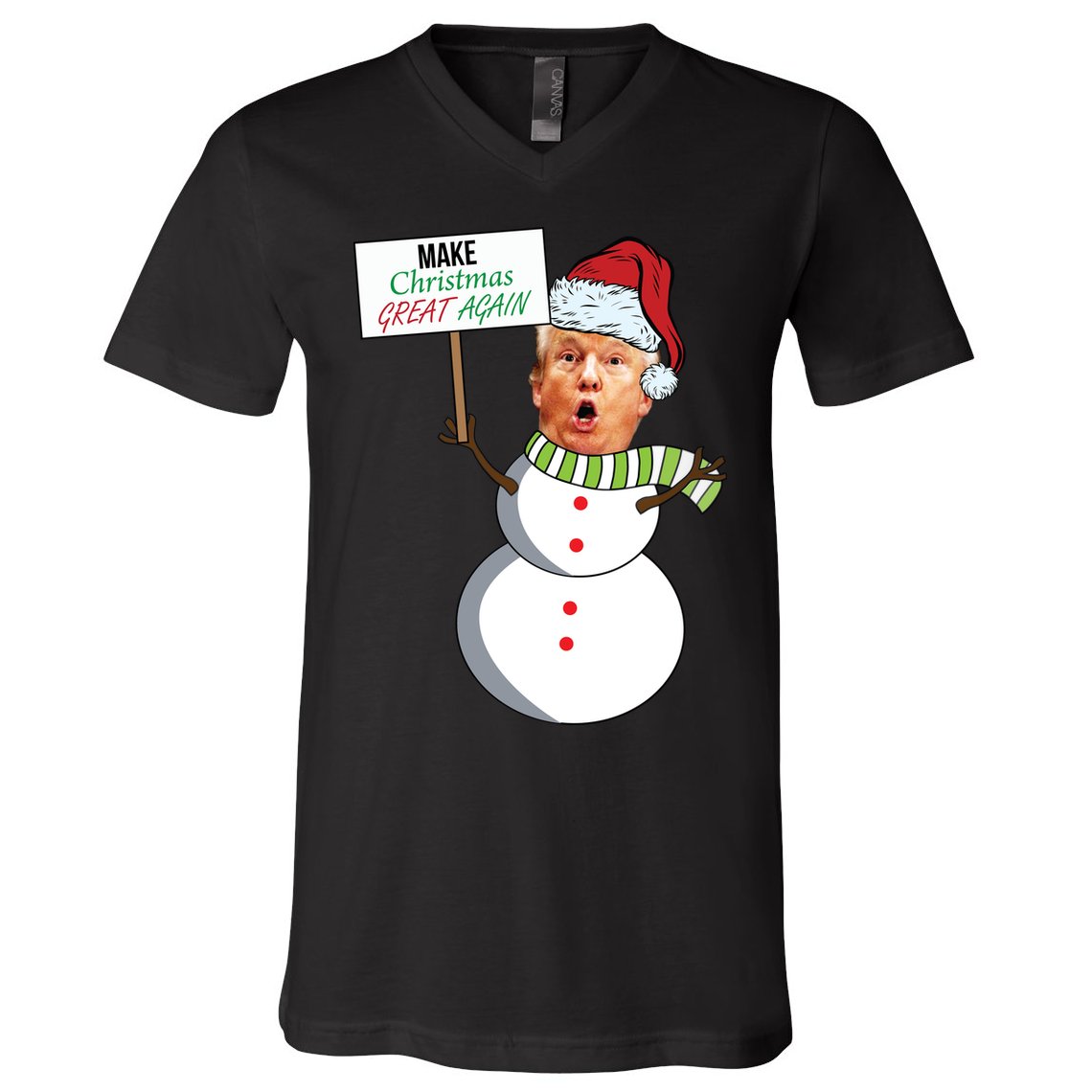 Make Christmas Great Again Trump Snowman V-Neck T-Shirt