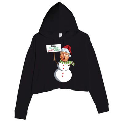 Make Christmas Great Again Trump Snowman Crop Fleece Hoodie