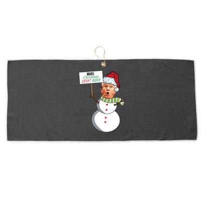 Make Christmas Great Again Trump Snowman Large Microfiber Waffle Golf Towel