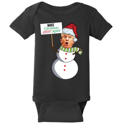 Make Christmas Great Again Trump Snowman Baby Bodysuit
