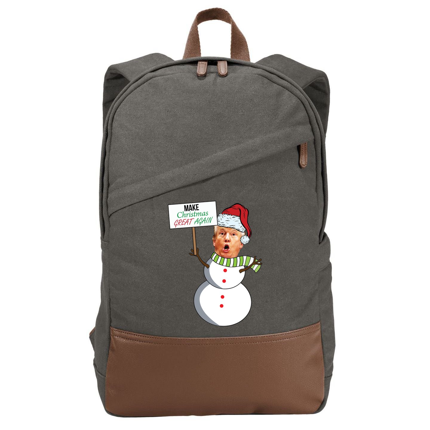 Make Christmas Great Again Trump Snowman Cotton Canvas Backpack