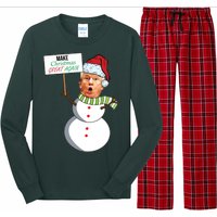 Make Christmas Great Again Trump Snowman Long Sleeve Pajama Set