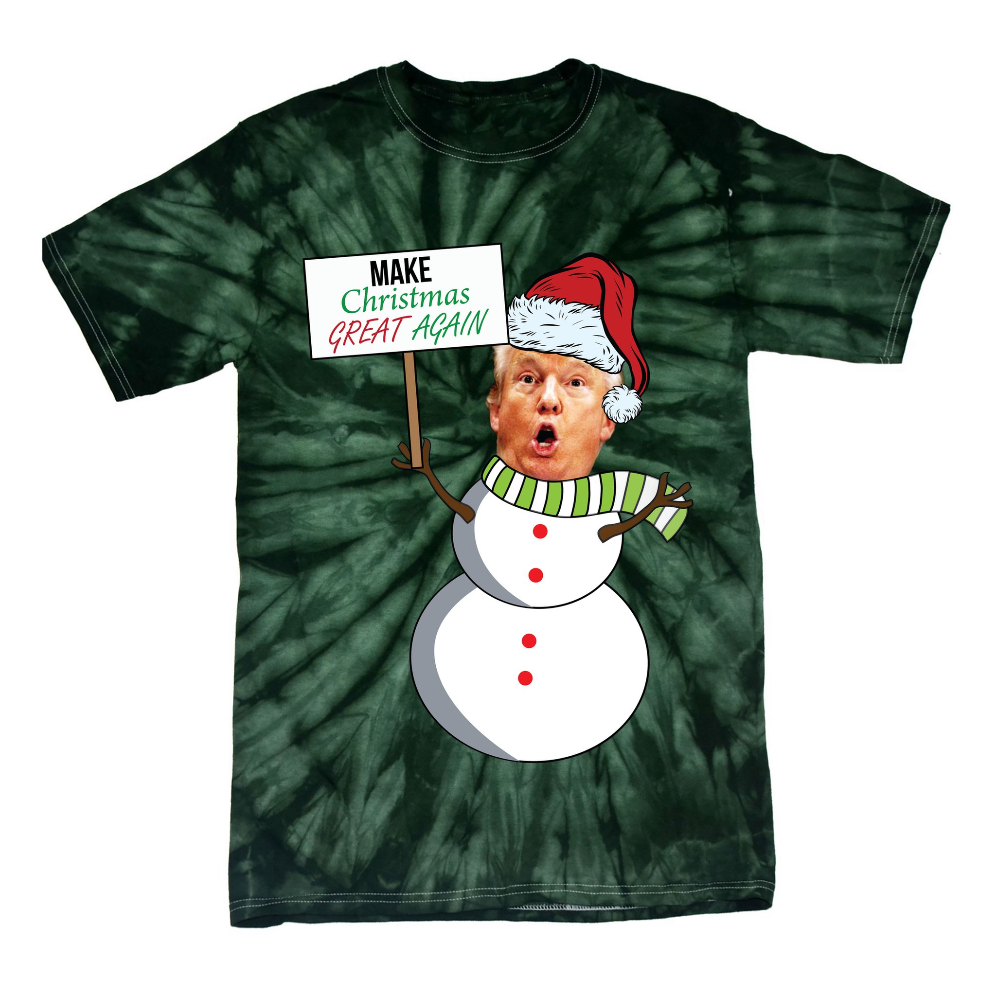 Make Christmas Great Again Trump Snowman Tie-Dye T-Shirt