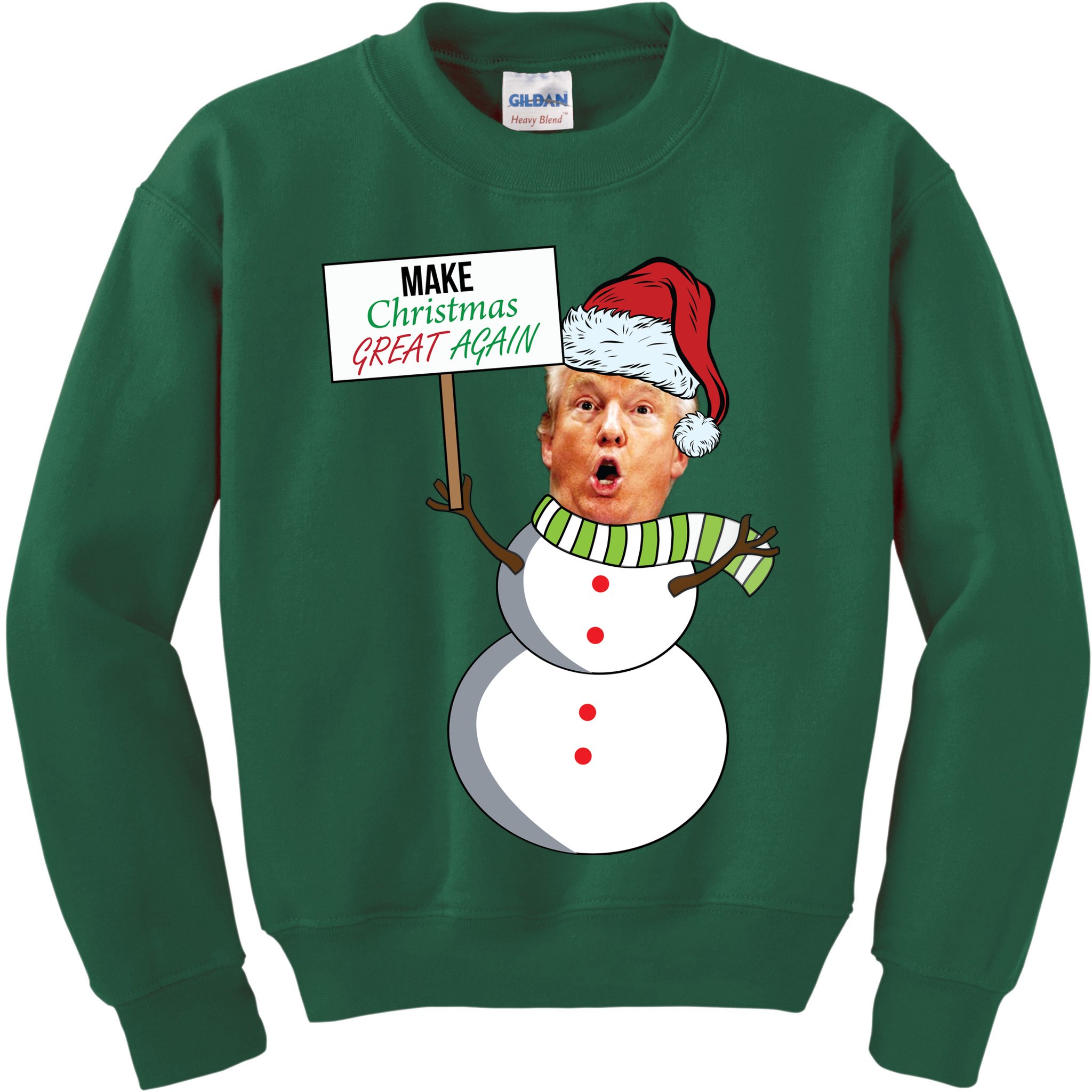 Make Christmas Great Again Trump Snowman Kids Sweatshirt