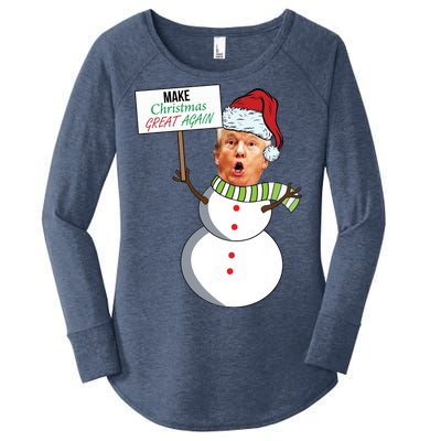 Make Christmas Great Again Trump Snowman Women's Perfect Tri Tunic Long Sleeve Shirt