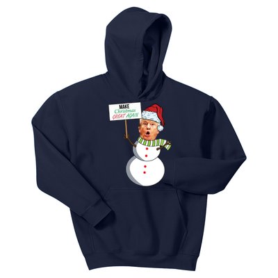 Make Christmas Great Again Trump Snowman Kids Hoodie