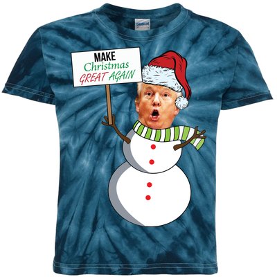 Make Christmas Great Again Trump Snowman Kids Tie-Dye T-Shirt