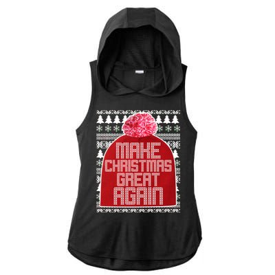 Make Christmas Great Again Ugly Christmas Sweater Design Ladies PosiCharge Tri-Blend Wicking Draft Hoodie Tank