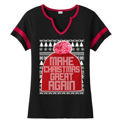 Make Christmas Great Again Ugly Christmas Sweater Design Ladies Halftime Notch Neck Tee