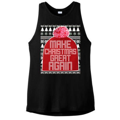 Make Christmas Great Again Ugly Christmas Sweater Design Ladies PosiCharge Tri-Blend Wicking Tank