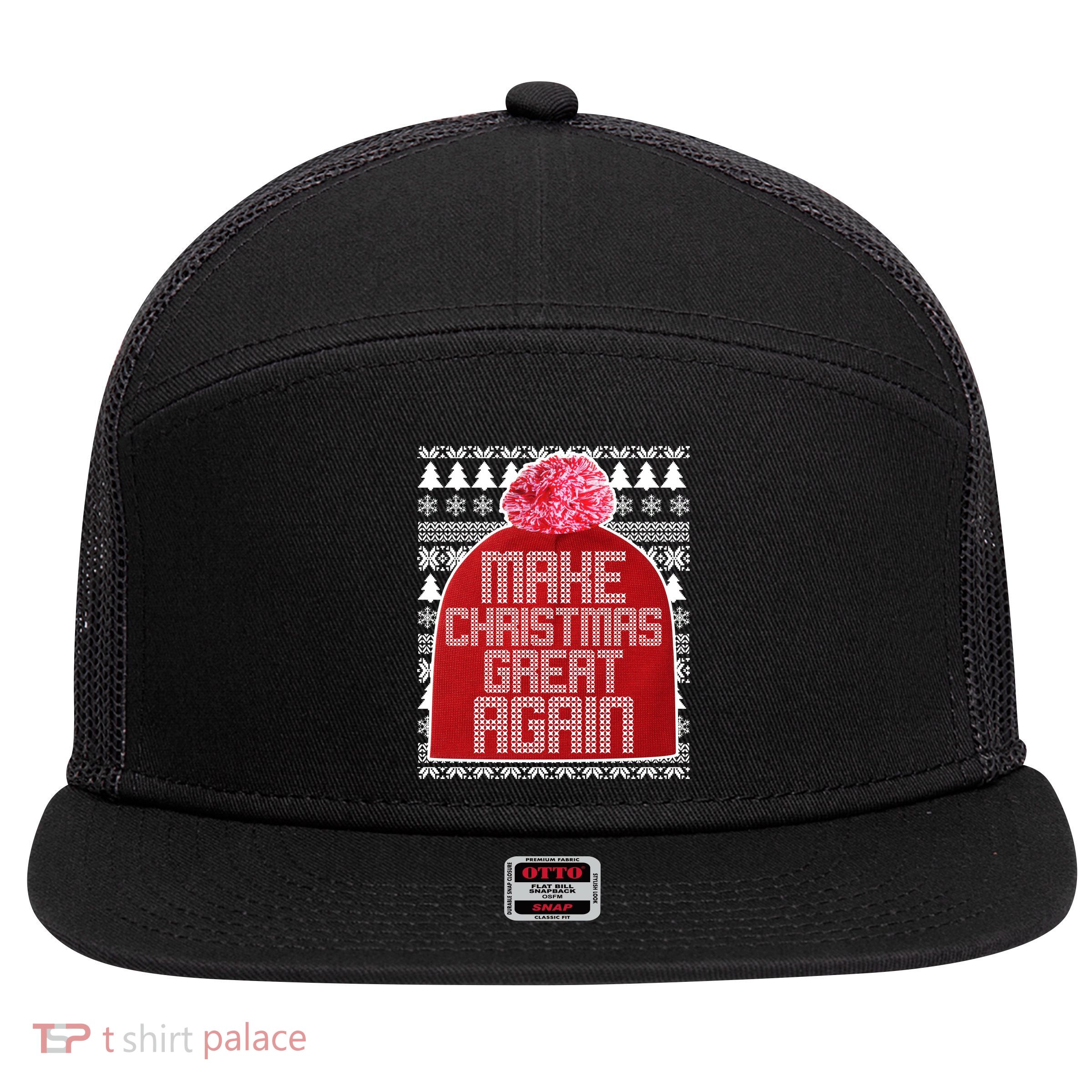 Make Christmas Great Again Ugly Christmas Sweater Design 7 Panel Mesh Trucker Snapback Hat