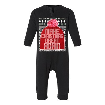 Make Christmas Great Again Ugly Christmas Sweater Design Infant Fleece One Piece