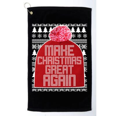 Make Christmas Great Again Ugly Christmas Sweater Design Golf Towel