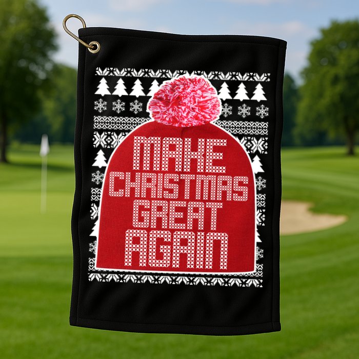Make Christmas Great Again Ugly Christmas Sweater Design Golf Towel