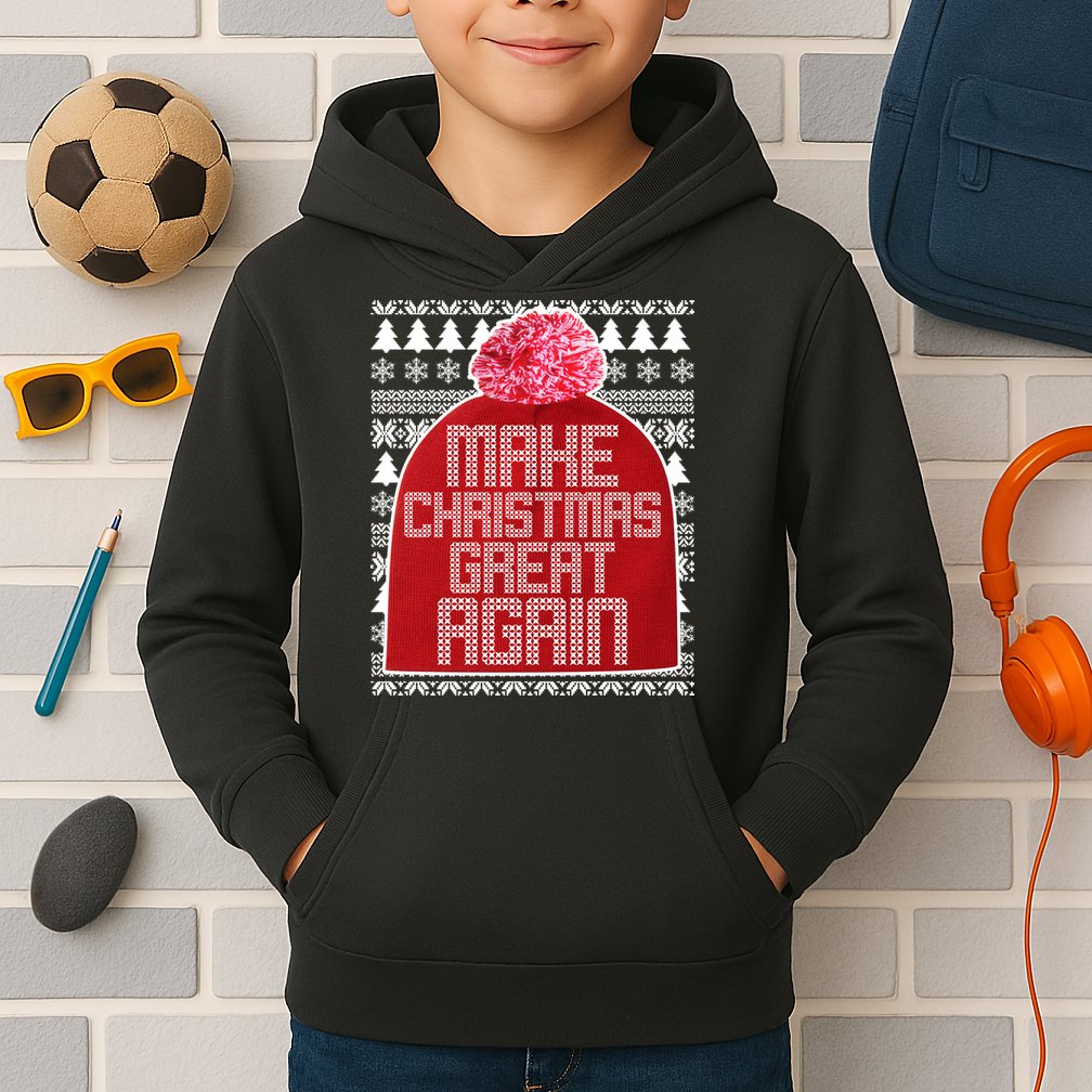 Make Christmas Great Again Ugly Christmas Sweater Design Kids Hoodie