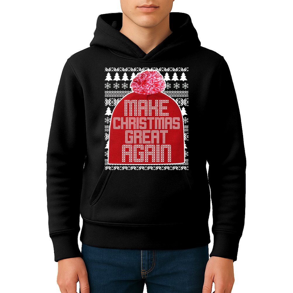 Make Christmas Great Again Ugly Christmas Sweater Design Kids Hoodie