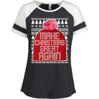 Make Christmas Great Again Ugly Christmas Sweater Design Enza Ladies Jersey Colorblock Tee