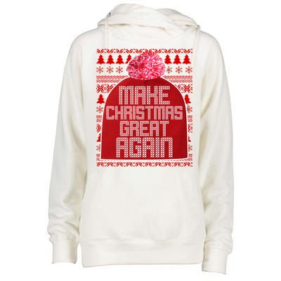 Make Christmas Great Again Ugly Christmas Sweater Design Womens Funnel Neck Pullover Hood