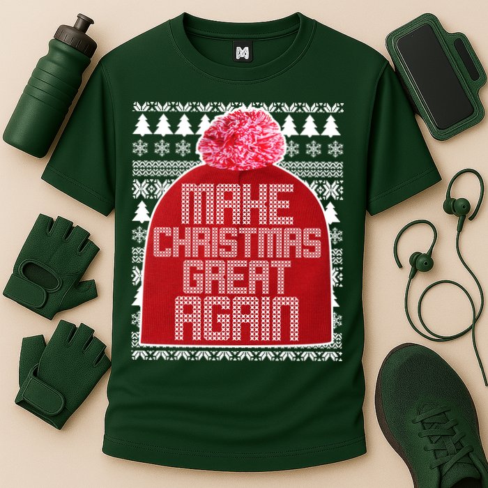 Make Christmas Great Again Ugly Christmas Sweater Design Cooling Performance Crew T-Shirt