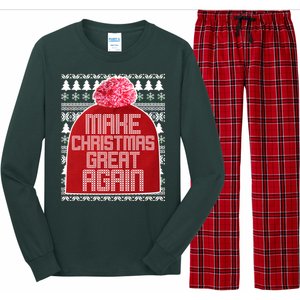 Make Christmas Great Again Ugly Christmas Sweater Design Long Sleeve Pajama Set