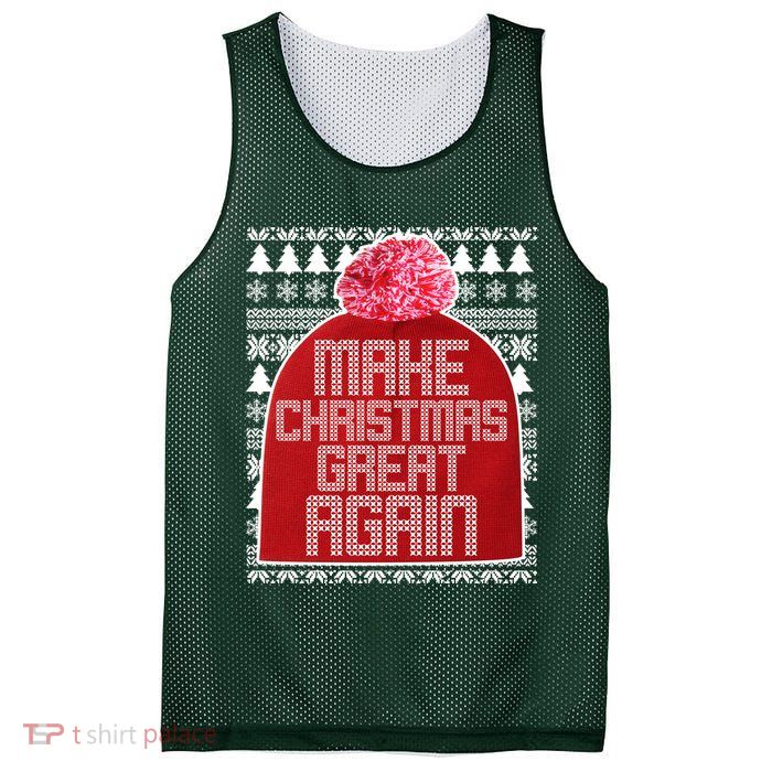 Make Christmas Great Again Ugly Christmas Sweater Design Mesh Reversible Basketball Jersey Tank