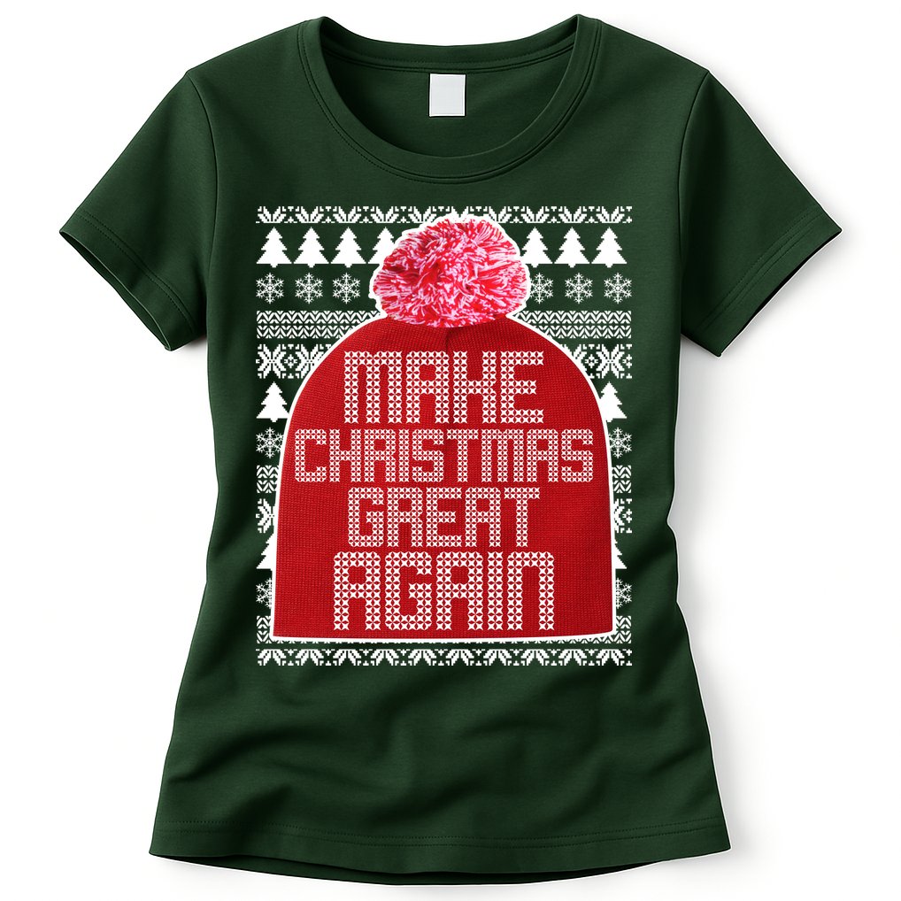 Make Christmas Great Again Ugly Christmas Sweater Design Womens T-Shirt