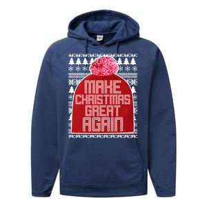 Make Christmas Great Again Ugly Christmas Sweater Design Performance Fleece Hoodie