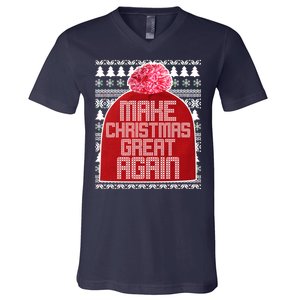 Make Christmas Great Again Ugly Christmas Sweater Design V-Neck T-Shirt