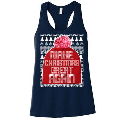 Make Christmas Great Again Ugly Christmas Sweater Design Women's Racerback Tank