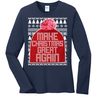 Make Christmas Great Again Ugly Christmas Sweater Design Ladies Long Sleeve Shirt