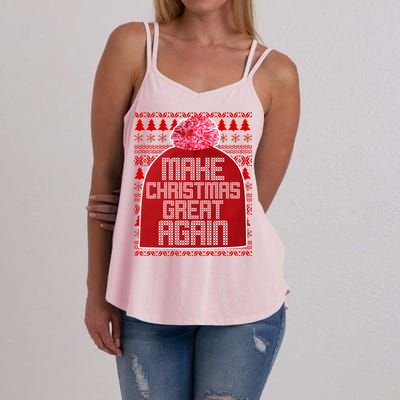 Make Christmas Great Again Ugly Christmas Sweater Design Women's Strappy Tank