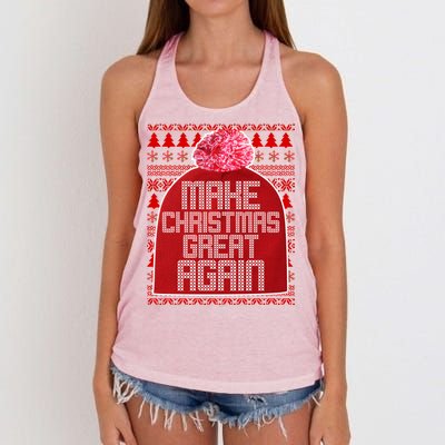 Make Christmas Great Again Ugly Christmas Sweater Design Women's Knotted Racerback Tank