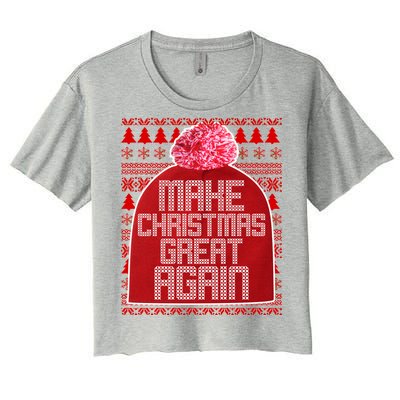 Make Christmas Great Again Ugly Christmas Sweater Design Women's Crop Top Tee