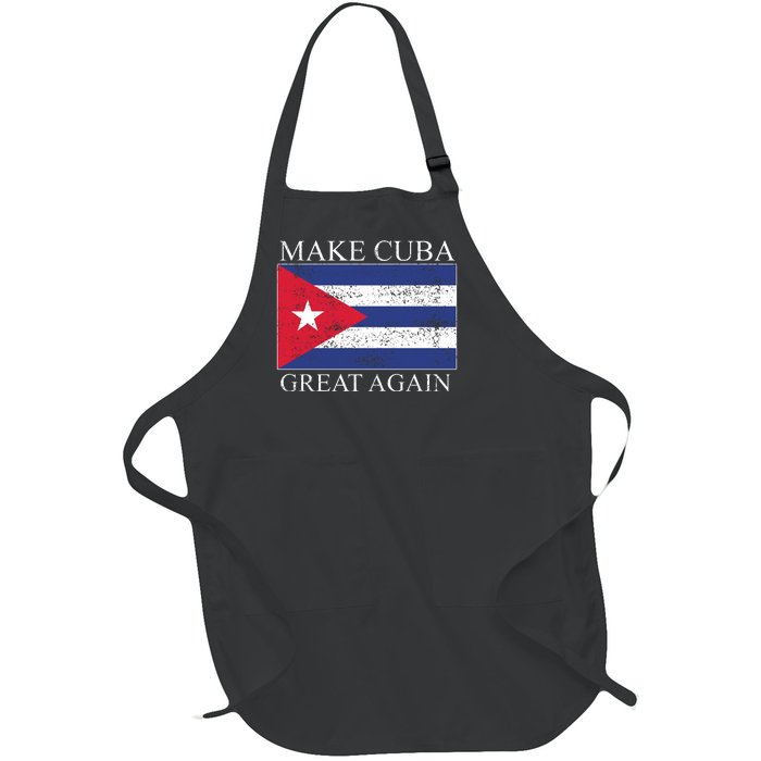 Make Cuba Great Again Cuban Flag Full-Length Apron With Pockets